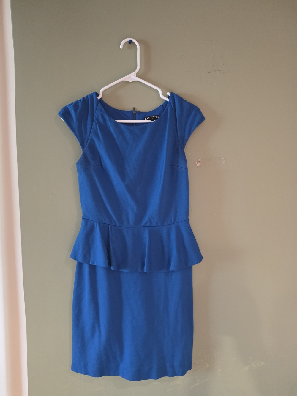 Women's Express Royal Blue Peplum Sheath Dress Sz 4 EUC